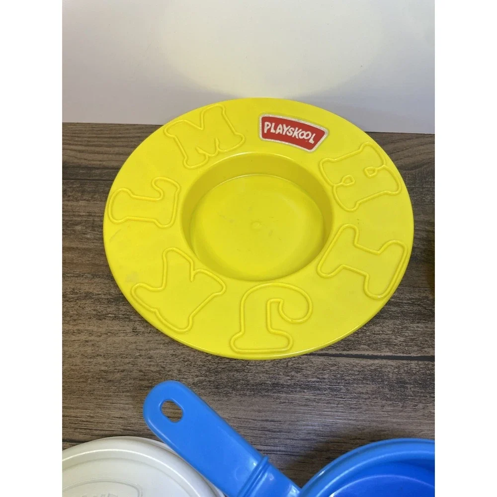 Vintage Playskool Alphabet Soup Bowls and Pot w Lid and Spoon  Replacement Piece